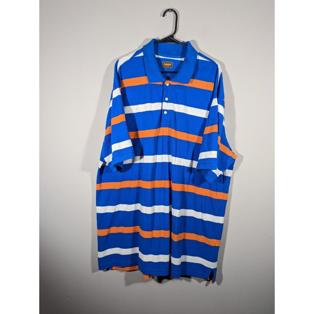 Foundry Blue Orange Stripe Polo Shirt Men's Size‎ XXL Tall